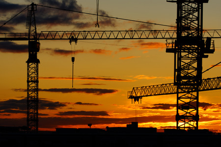 Sunset near the  building siteの写真素材