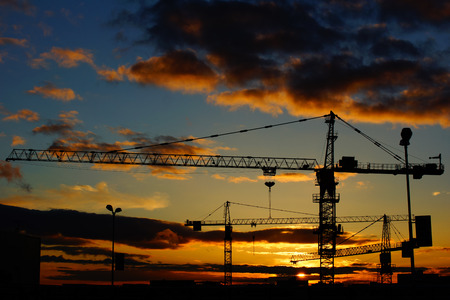 Sunset near the  building siteの写真素材