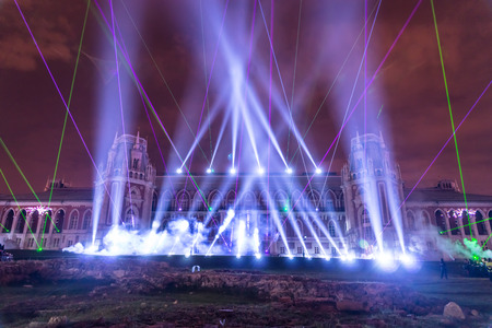 Laser Show. Festival. Circle Of Light. Russia. Moscow. Tsaritsyno.の写真素材