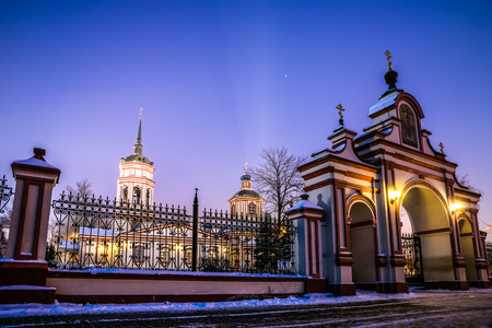 Winter 2014. Russia. Moscow. Altufyevo. The Church of the exaltation of the Holy cross in Altufevo (Holy cross Church, the Church of the exaltation).の写真素材