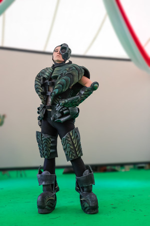 RUSSIA. TULA REGION. BUNIREVO - June 27, 2015. Musical festival "Wild Mint". Demonstration of the diploma works of the students of fashion designer Irina Lukyanova during the masterclass.のeditorial素材