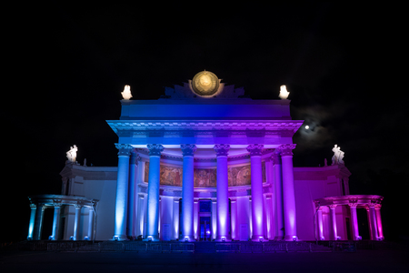 Russia. Moscow - September 28, 2015. The Circle of Light festival 2015. ENEA VDNH. The Nuclear Energy pavilionのeditorial素材