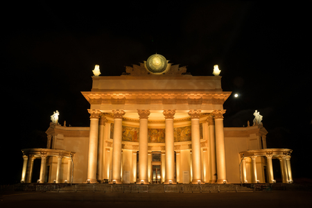 Russia. Moscow - September 28, 2015. The Circle of Light festival 2015. ENEA VDNH. The Nuclear Energy pavilionのeditorial素材