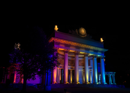 Russia. Moscow - September 28, 2015. The Circle of Light festival 2015. ENEA VDNH. The Nuclear Energy pavilionのeditorial素材