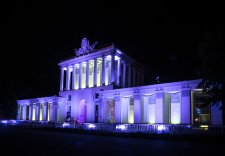 Russia. Moscow - September 28, 2015. The Circle of Light festival 2015. ENEA VDNH. The Pavilion of Optics Leningrad and North-West of the RSFSR.のeditorial素材