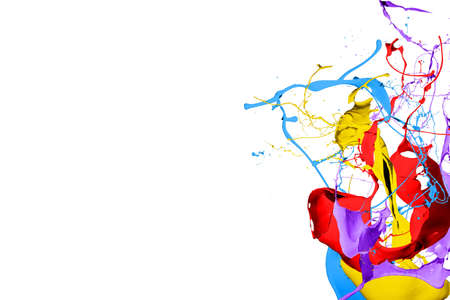 Colored paint splashes isolated on white background