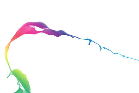 Colored paint splashes isolated on white backgroundの写真素材