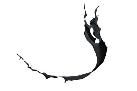 Black paint splash isolated on white background.の写真素材