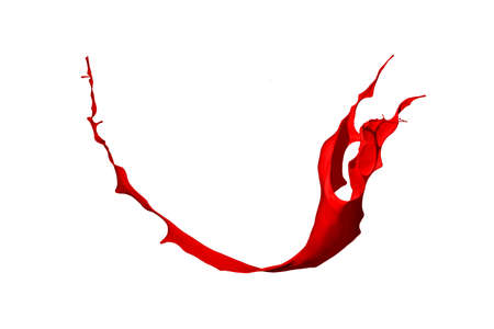 Red paint splash isolated on white background.の写真素材