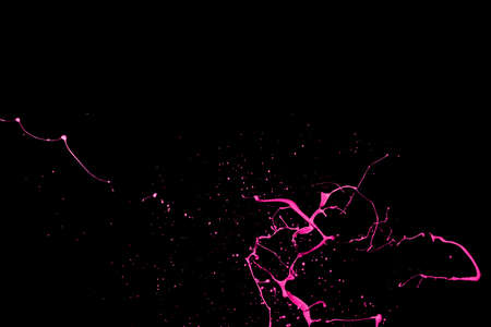 Pink paint splash isolated on black background.の写真素材