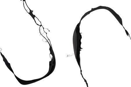 Black paint splash isolated on white background.の写真素材