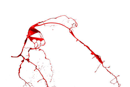 Red paint splash isolated on white background.の写真素材