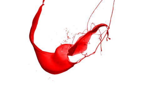 Red paint splash isolated on white background.の写真素材