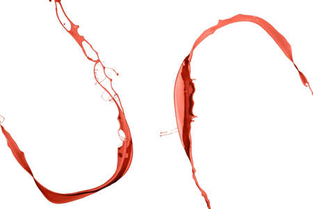 Living coral paint splash isolated on white background.の写真素材