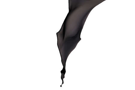Black paint splash isolated on white background.の写真素材