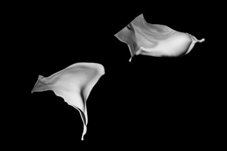 White paint splash isolated on black background.の写真素材
