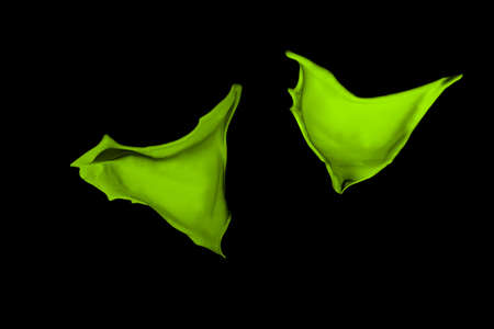 Green paint splash isolated on black  background.の写真素材