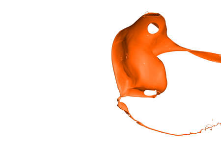 Orange paint splash isolated on white background.の写真素材