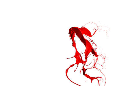 Red paint splash isolated on white background.の写真素材