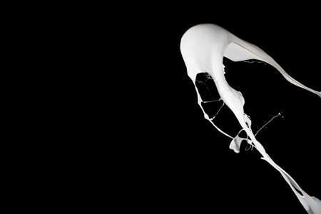 White paint splash isolated on black background.の写真素材