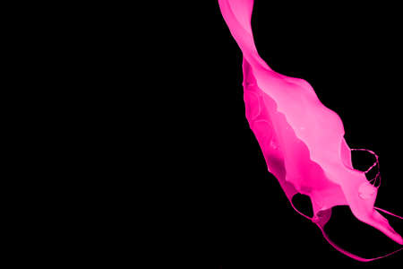 Pink paint splash isolated on black background.の写真素材