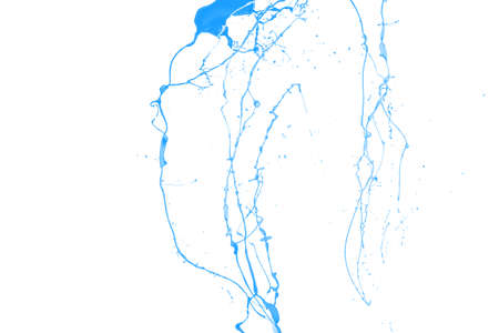 Blue paint splash isolated on white background.の写真素材
