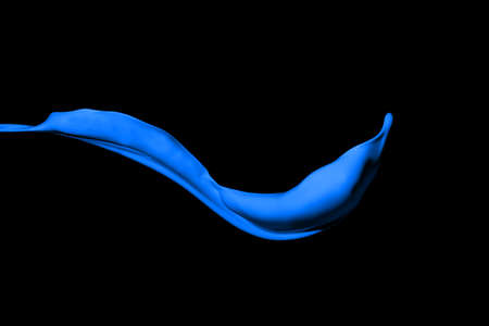 Blue paint splash isolated on black background.の写真素材