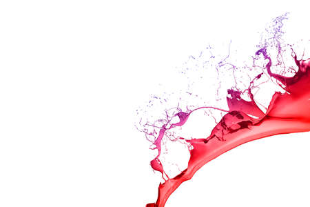 Colored paint splashes isolated on white backgroundの写真素材