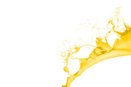 Yellow paint splash isolated on white background.の写真素材