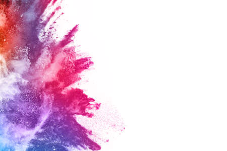abstract powder splatted background. Colorful powder explosion on white background. Colored cloud....