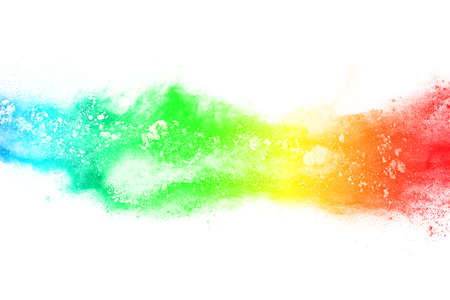 abstract powder splatted background. Colorful powder explosion on white background. Colored cloud....