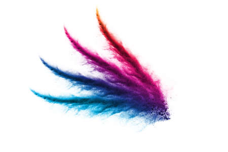 abstract powder splatted background. Colorful powder explosion on white background. Colored cloud....