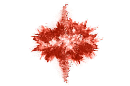 Brown color powder explosion on white background. Colored cloud. Colorful dust explode. Paint Holi.の写真素材