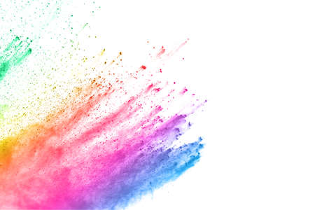 abstract powder splatted background. Colorful powder explosion on white background. Colored cloud. Colorful dust explode. Paint Holi.の写真素材