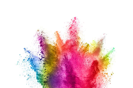 abstract powder splatted background. Colorful powder explosion on white background. Colored cloud....