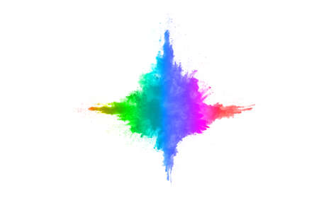 abstract powder splatted background. Colorful powder explosion on white background. Colored cloud....