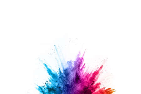 Abstract powder splatted background. Colorful powder explosion on white background. Colored cloud. Colorful dust explode. Paint Holi.の写真素材