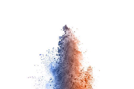 Abstract powder splatted background. Colorful powder explosion on white background. Colored cloud....