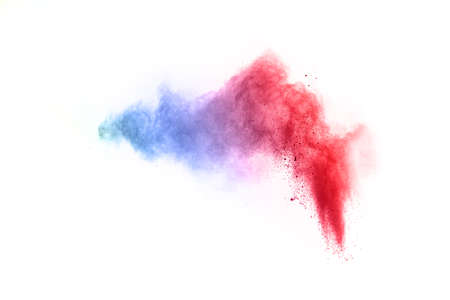 Abstract powder splatted background. Colorful powder explosion on white background. Colored cloud....