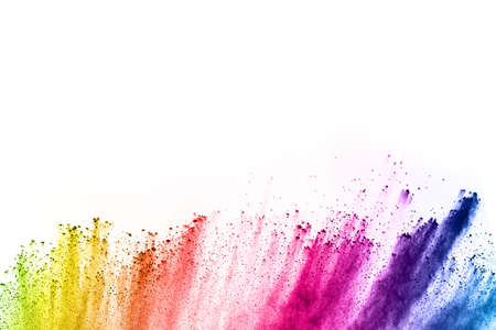 abstract powder splatted background. Colorful powder explosion on white background. Colored cloud....