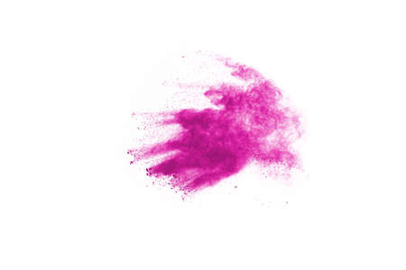 Abstract pink powder splatted background,Freeze motion of color powder exploding/throwing color...
