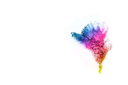 abstract powder splatted background. Colorful powder explosion on white background. Colored cloud....