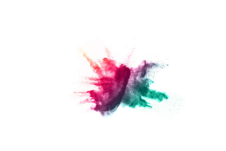 abstract powder splatted background. Colorful powder explosion on white background. Colored cloud. Colorful dust explode. Paint Holi.の写真素材