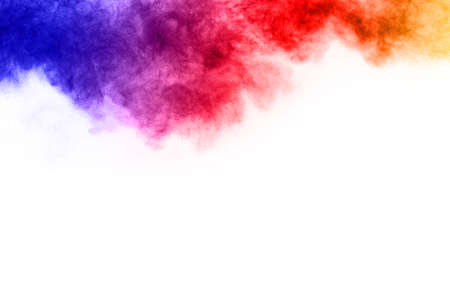 abstract powder splatted background. Colorful powder explosion on white background. Colored cloud. Colorful dust explode. Paint Holi.の写真素材