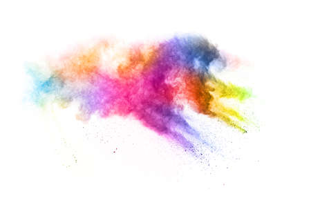 abstract powder splatted background. Colorful powder explosion on white background. Colored cloud....