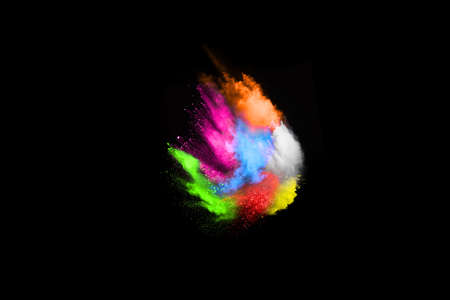 abstract colored dust explosion on a black background.abstract powder splatted background,Freeze...