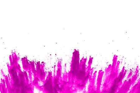 Abstract pink powder splatted background,Freeze motion of color powder exploding/throwing color powder,color glitter texture on white background.の写真素材