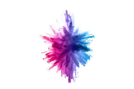 Abstract powder splatted background. Colorful powder explosion on white background. Colored cloud....