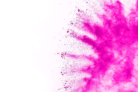 Abstract pink powder splatted background,Freeze motion of color powder exploding/throwing color...
