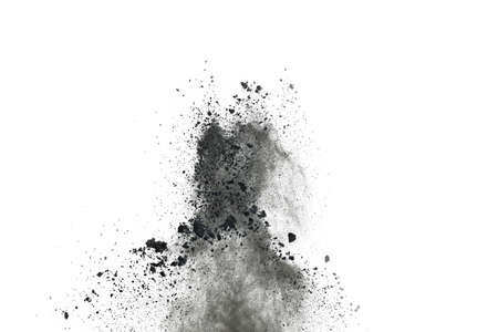 abstract colored dust explosion on a black background.の写真素材